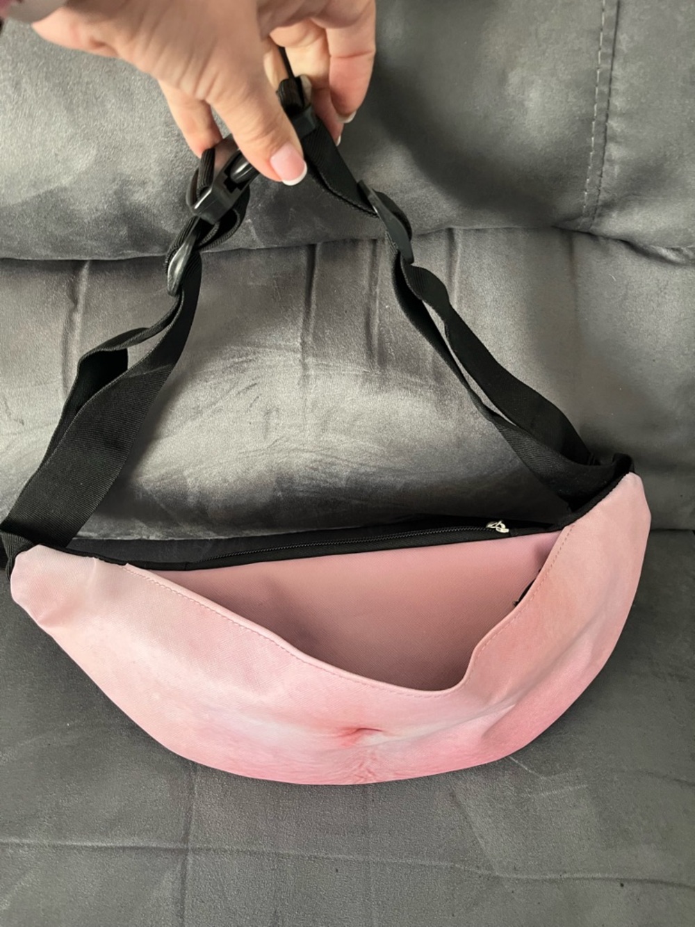 Pink Crossbody Belt Bag with Black Adjustable Strap-NWOT